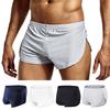 Men Solid Color Breathable Low-rise Shorts Panties Elastic Waist Side Split Ice Silk Lounge Shorts Underpants Sleepwear
