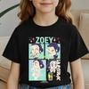 KPop Demon Hunters Zoey Printed T-shirt Kids New Cartoon Soft Baby Girls T Shirt Tops K-Pop Toddler Girl Clothes