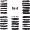 Punk 6-Piece Genuine Leather Multi-Layer Bracelet Set