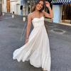 Elegant Backless White Sling Maxi Dress For Women Fashion Summer Sleeveless Beach Long Dresses Female Chic Street Holiday Robe