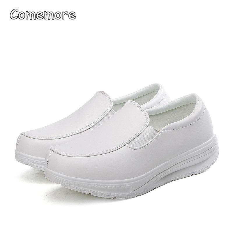Fashion Comemore Sneakers Women Nurse White Shoes Comfortable Walking Shoes Breathable Female Flats Footwear Platform Slip-On Loafers 42