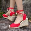 Fashion Comemore Ankle Lace Up Wedges Sandals Women Summer Closed Toe Espadrille Platform Sandles Woman High Heels Gladiator Sandalias