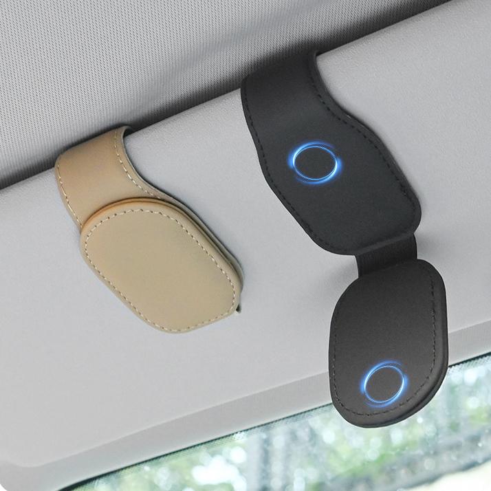 Car Glasses Clip Sun Visor Multifunctional Storage Ticket Business Card Holder Leather Glasses Case Clip Car Accessories
