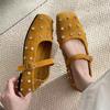 2025 Spring and Autumn New Fashion Versatile French Temperament Mary Jane Shoes Women's Suede Small Square Head Soft Sole Butterfly