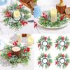 Christmas Artificial Berries Candle Holder Rings Candlestick Wreath Decoration for Festivals Party Home Centerpieces