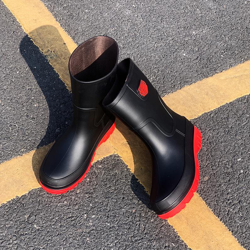 Men New Design Rain Boots PVC Anti-slip Lightweight Waterproof Water Shoes for Outdoor Use