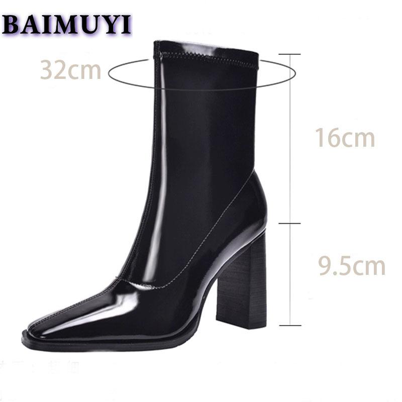 Square Toe Women Ankle Boots Super High Heels Shoes 2025 Trend Designer Leather Snow Chelsea Boots Winter New Pumps Mujer Botas