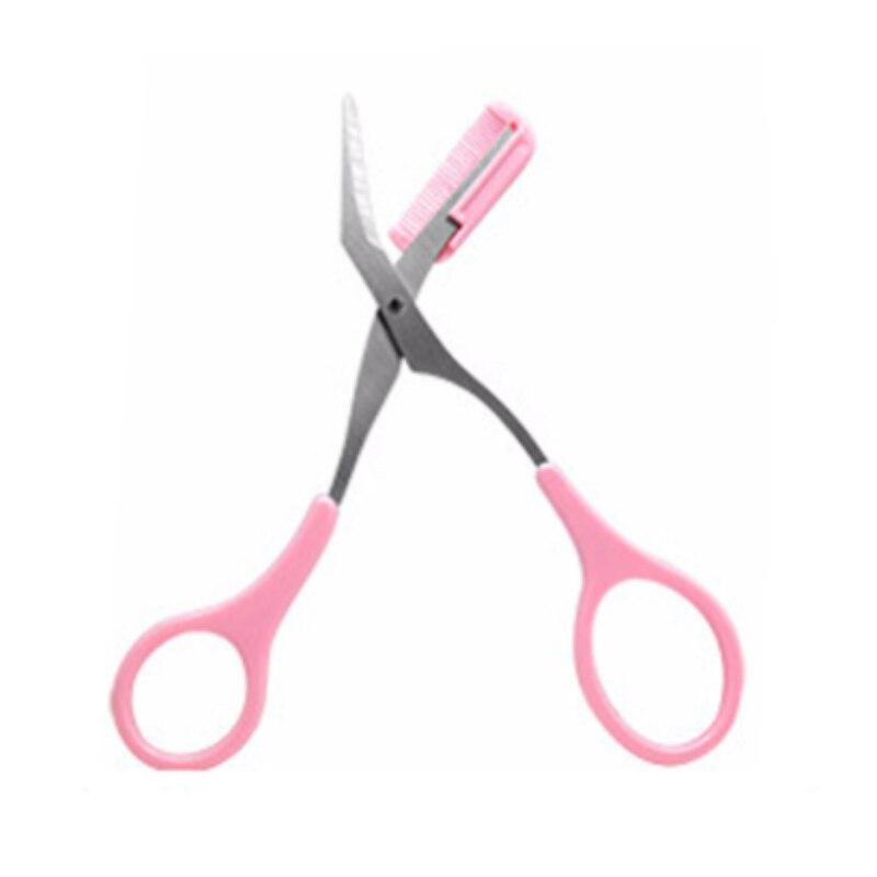 3 Color Eyebrow Trimmer Scissor with Eyelash Comb Hair Scissors Stainless Steel Eyebrow Shaver Razor Grooming Makeup Accessories