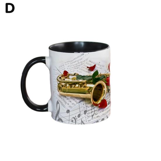 Musical Coffee Mug Ceramic Novelty Music Note Cup Large 350ml Capacity Guitar Piano Violin Design Hot Drinking