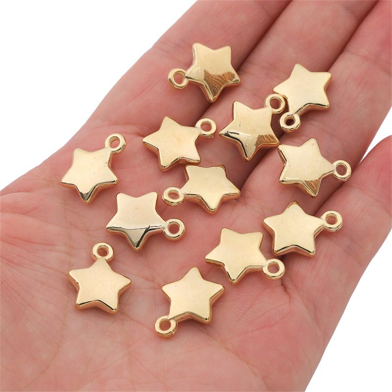 2000Pcs Gold Color Star Plastic Pendant for DIY Necklace Bracelet Jewelry Making Accessories