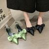 Fashion Fashion Bow Sexy Women Flats Sandals Fashion Dress Elegant Shoes New Summer 2024 Party Outdoor Pointed Flat Bottomed Sandals