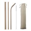 5pcs/set Rose Gold Straw Reusable Straws 304 Stainless Steel Metal Straws Smoothies Drinking Straws Silicone Tips with Brush Bag