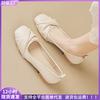 Coarse Heel Single Shoes Women's Summer Shallow Mouth Low Heel Soft Sole Wide Fat Feet Large Size Women's Shoes