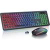 Backlit Wireless Keyboard And Mouse Combo Rechargeable Rgb Letters Full-size Ergonomic Tilt Angle 2.4ghz Quiet Keyboard Mouse