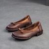 Johnature Genuine Leather Comfortable Low Heel Shoes Retro Versatile Pumps Round Toe Women's Shoes