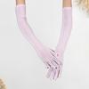 1 Pair Women Wedding Gloves Thin See-through Mesh Stretchy Solid Color Five Fingers Over Elbow Length Bridesmaid Prom Cocktail Party Gloves