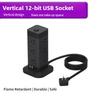 Household USB Charging Vertical Socket Multi Port Main Control Switch Type-C Tower Office Overload Power Strip
