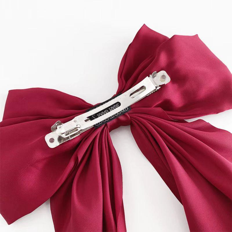 Woman New Bowknot Streamer Hairpin Chiffon Ribbon Barrette Bow Back Head Spring Clip Headwear Fashion Hair Accessories