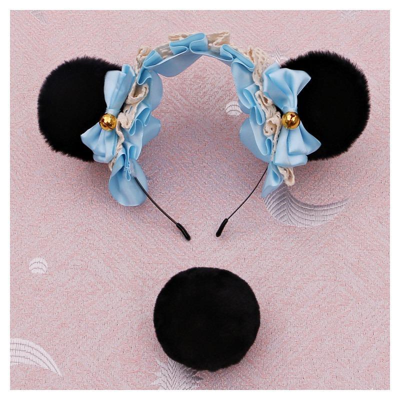 A Handmade Olita Animal Ear Headband, Lolita Jewelry, Lace Bear Ear Headband.