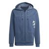 Spliced Design Brand Logo Print Fleece-Lined Hooded Jacket Men Outerwear Blue HL9379