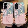 Initial Letter A Z Case For Honor 400 200 Lite X9c X9a X8a 200 Pro Magic5 Lite Cover Pink Flowers Silicone Back Fundas Bumper