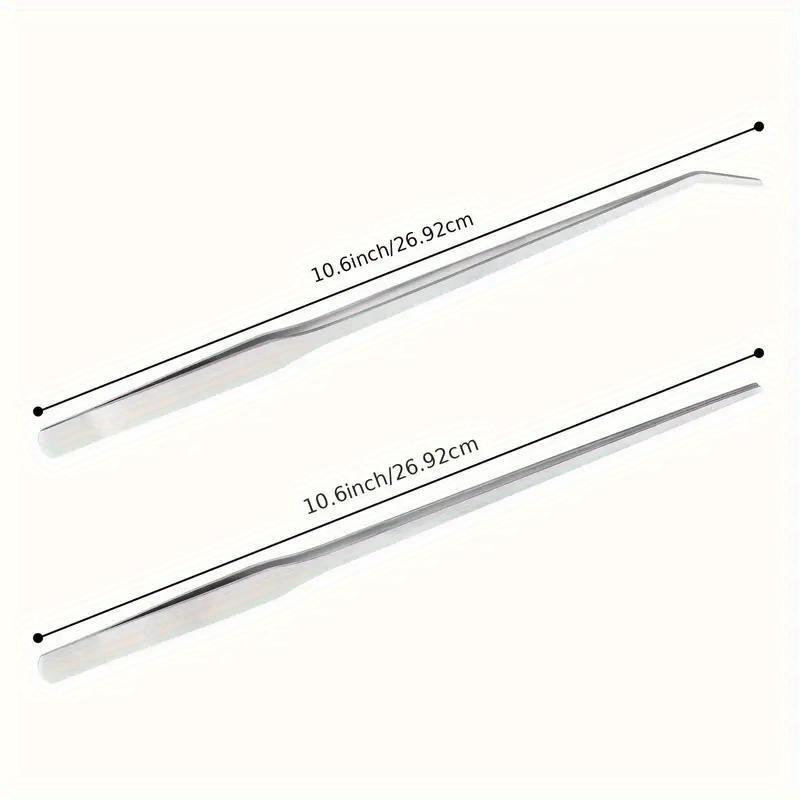 2PC Long Aquarium Tweezers Straight and Curved Tweezers Stainless Steel Reptile Feeding Tongs Terrarium Aquascape Feeder for Lizards Dragon Snake Tank