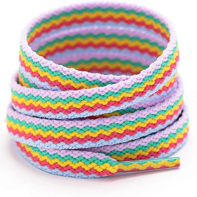Colorful Flat Shoelaces for Shoes Rainbow Sneakers Laces Gradient Color Low-Cut High Top Canvas Casual Shoelace Shoe Accessories