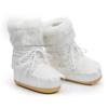 Winter Snow Boots Fluffy Furry Women Boots Mid-Calf Platform Flat Heel White Ski Boots Plush Warm Cotton Shoes Lace Up