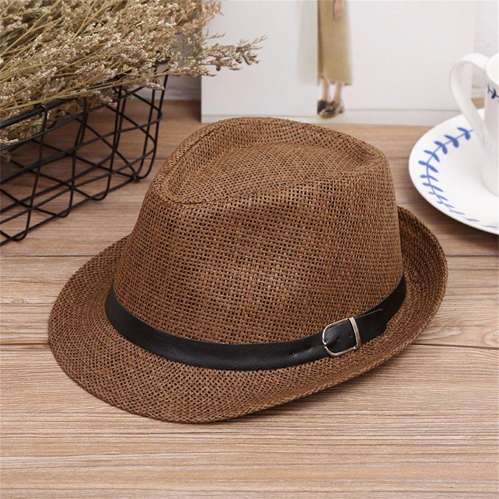 Fashion Beach Summer Unisex Cowboy Fedora Hat Sun Hat Straw Panama Cap Jazz Hat