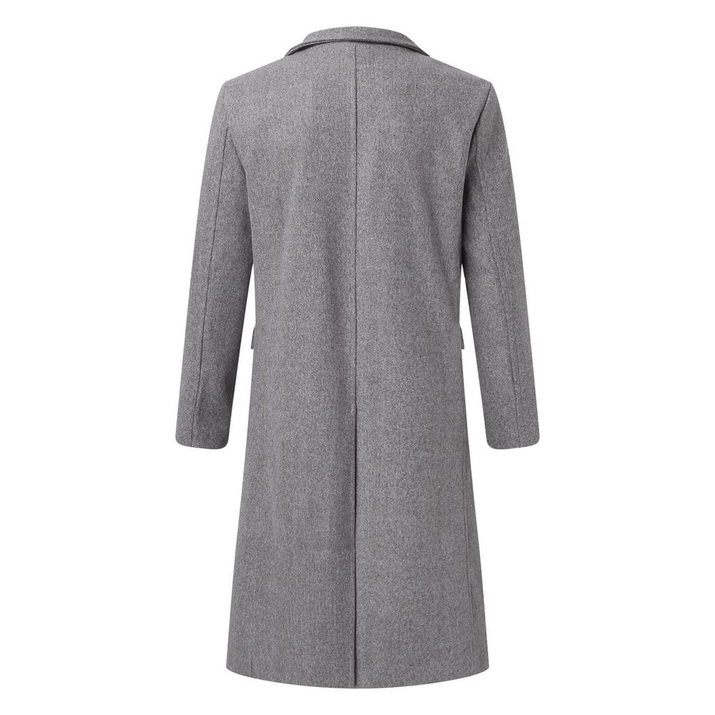 Mens Single Breasted Trench Coat Winter Wool Blend Oversized Warm Lapel Work Business Jacket Outerwear