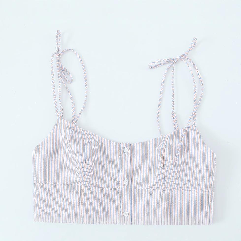 2025 Spring Blue Striped Sling Dress - Women's European & American Style