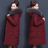 M-8XL Down Cotton Clothes Jacket Mid-Length Women Big Fur Collar Solid Color Coat
