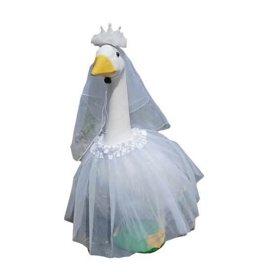 Yousheng White Wedding Porch Goose Clothes Easy To Wear Festival Goose Attire Garden Decor Porch Goose Outfit