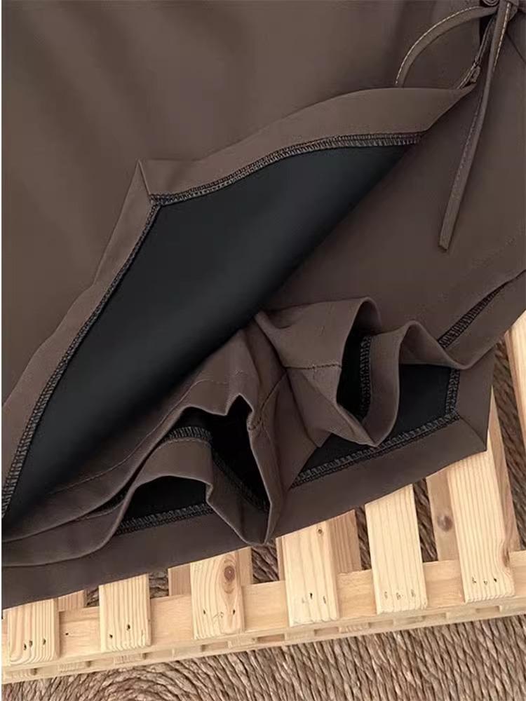 2025 Женская юбка А-силуэта с завышенной талией и плиссировкой, с завязками на шнурке