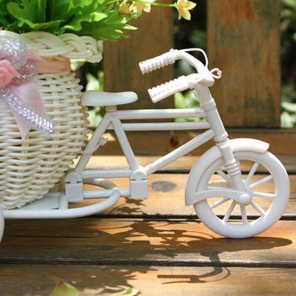 Bicycle Decorative Flower Basket Plastic White Tricycle Bike Design Flower Basket Storage Party Decoration Pots