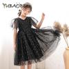 High Quality Kids Dresses for Girls Dress Star Sequins Teenage Girls Princess Dress Summer Short Children Costume 10 12 Year