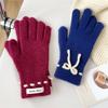 New Solid Color Gloves For Women In Winter Versatile For Students Cute Five Finger Knitted Knitted Couple Touchscreen Cute Warm Cycling