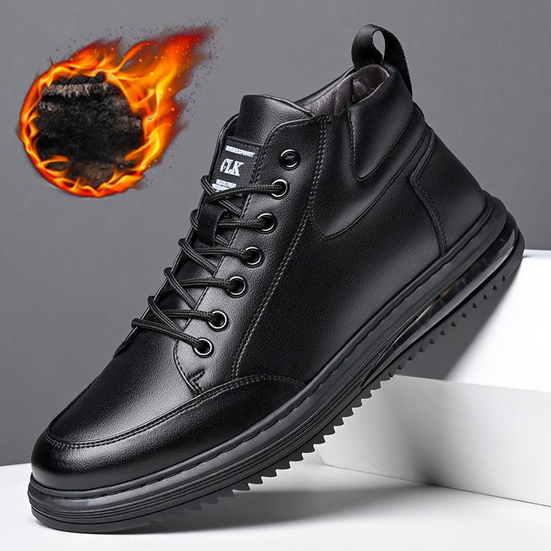 Fashion Autumn Winter Platform Velvet High-top Sneakers Men Designer Soft-soled Cow Leather Shoes Male Fashion Causal Men's Shoes Boots