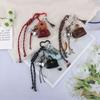 Leather Rope Keychain  Cherry Bow Cute Heart Bag Pendant 3D Creative Cartoon Keyring Anti-Lost Mobile Phone Lanyard