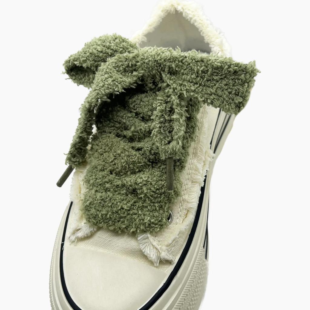 Women Casual Canvas White Flat Shoes Laces Strings Accessories 2.2cm Width 1 Pair Cute Plush Sneakers Shoelaces Men