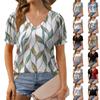 Женская модная футболка с коротким рукавом и V-образным вырезом, с цветочным принтом, свободная повседневная футболка
