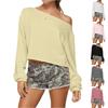 Women's Fashionable Casual Versatile Loose One-shoulder Pullover Women's Style Off-Shoulder Long-Sleeved Sweatshirt