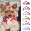 2Pcs Pet Hair Clips Faux Pearl Crown Shape Head Decoration Polyester Pretty