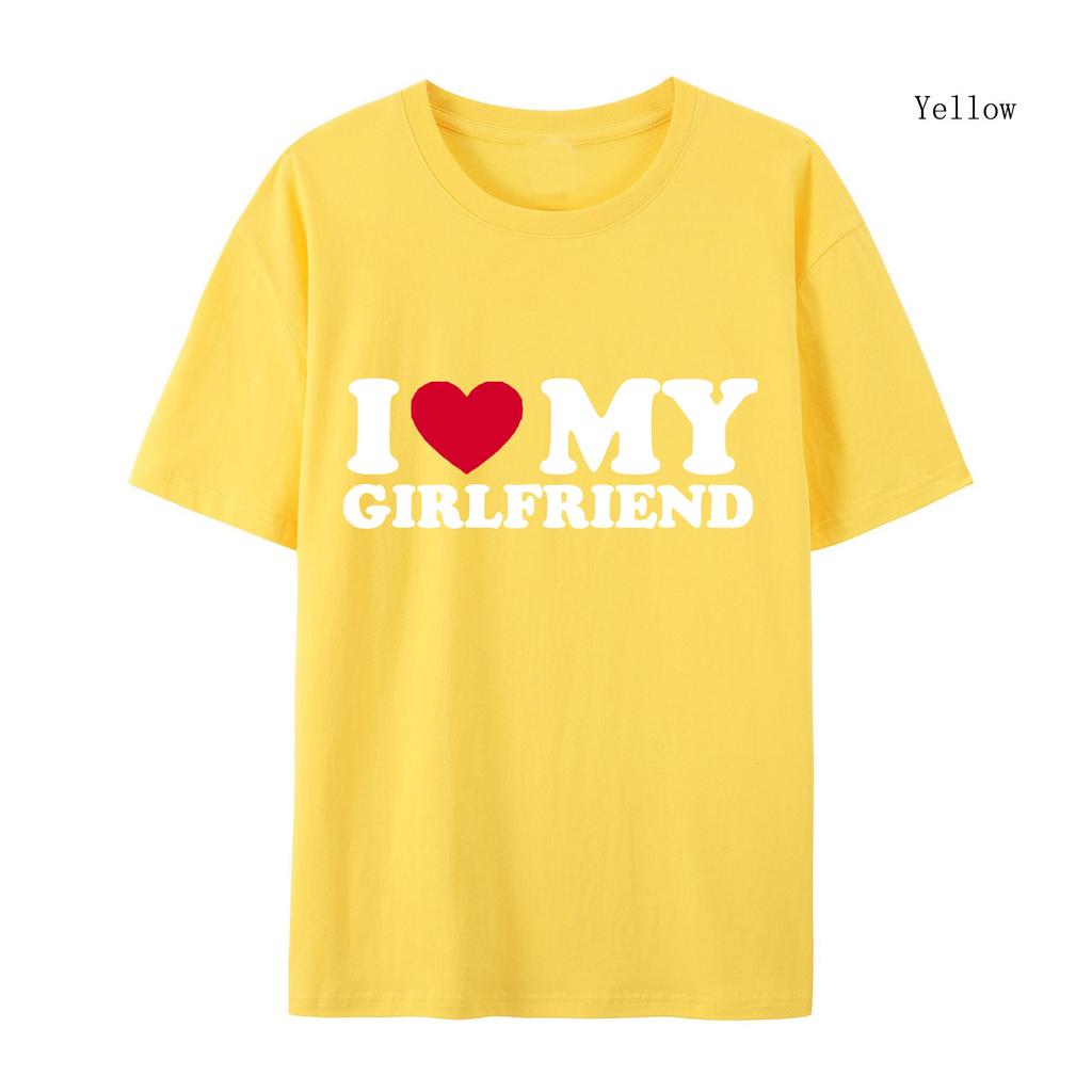 I Love My Girlfriend and I Love My Boyfriend Printed T-shirt Couple Fashion Sports t-Shirt Harajuku Casual Top