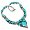 Natural Tibetan Turquoise Gemstone Handmade Jewelry Necklace 18" E7h25