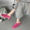 Fashion Korean Warm Plush Slipper Women Winter Fashion Solid Lambhair High Heels Slippers Outdoor Elegant Soft Slides Cotten Shoes
