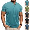 Men's Summer Solid Color Neck Short Sleeve Sports T-Shirt Tops