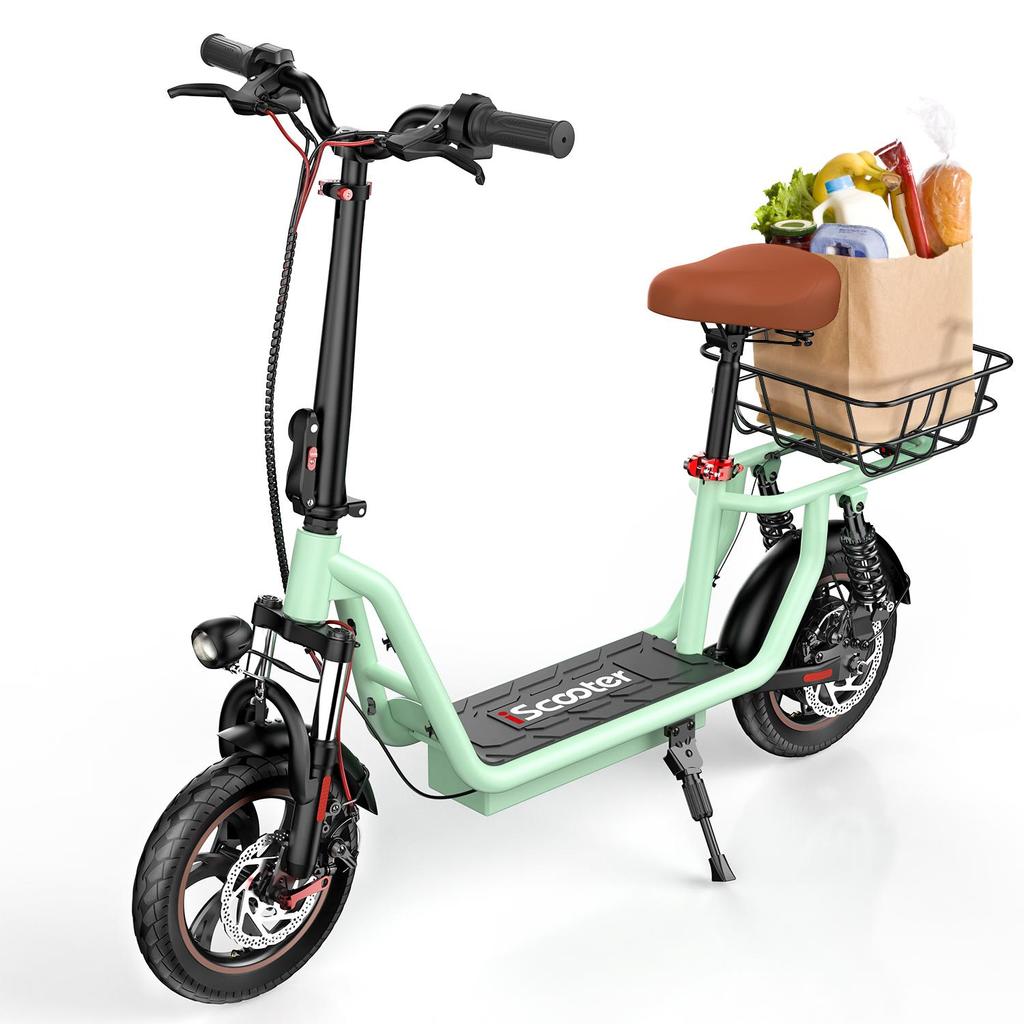 iScooter I12 Electric Scooter For Unisex 25KM/H 500W 7.5Ah 12 Inch Pneumatic Road Tire 30-35KM Range City Commuting E-Scooter with Basket