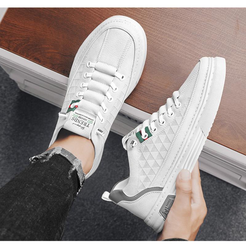 Comfortable Fashion Men's Shoes Summer Breathable Sports Small White Plate Shoes Men's White Shoes Casual White Leather Shoes Match Shoes