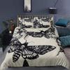 Gothic Skull Bedding Set Decorative Death Moth Flowers Duvet Cover Double Pesonalized Skeleton Bones Bespread Cover for Youth